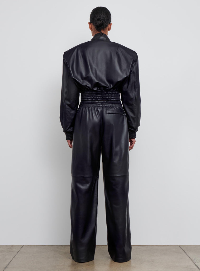 Leather Tailored Crop Bomber